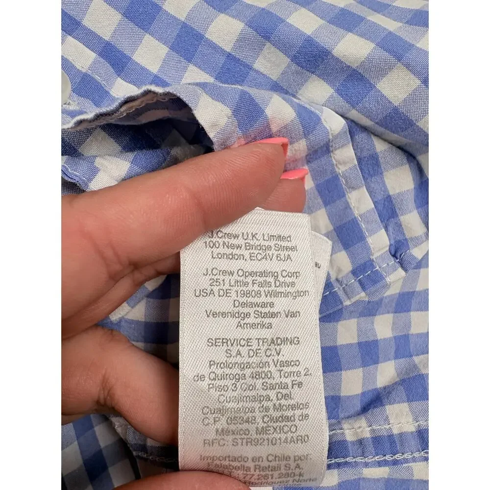 J.Crew Flex Washed Slim Untucked Button-Down Shirt  Periwinkle Gingham Preppy S